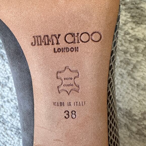 Jimmy Choo Grey Suede & Snakeskin Pumps Size 38 - Picture 11 of 14